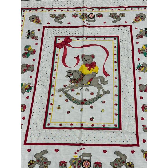 Teddy Bear on Rocking Horse, Fabric Panel, Sewing Supply, Craft, ~ 250811-WH 490 - Picture 2 of 4